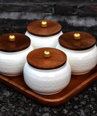 Ceramic Coated Metal Jar Air tight with wooden lid Dry Fruit Jar Chocolate Box Gift Box house2home h2h house 2 home