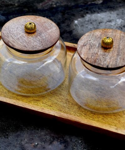 Wooden Tray Set, Gift Set, Air tight glass Jar, Chocolate Packing, Dry Fruit Packing, Gift Box house2home h2h