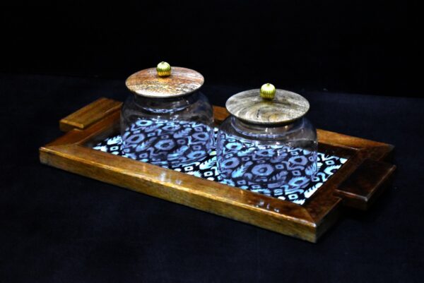 Wooden Tray Set, Gift Set, Air tight glass Jar, Chocolate Packing, Dry Fruit Packing, Gift Box house2home h2h