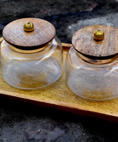Wooden Tray Set, Gift Set, Air tight glass Jar, Chocolate Packing, Dry Fruit Packing, Gift Box house2home h2h
