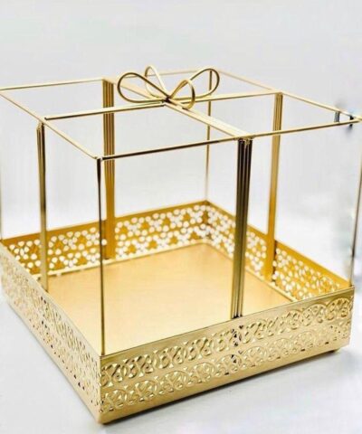 Golden hamper Pack Gift Box house2home, Bow Gift Hamper Pack, Bow Hamper, Gift Pack, Return Gift, House2home, h2h, Golden Hamper, Wire hamper, Rectangle Hamper, Dry Fruit Packing