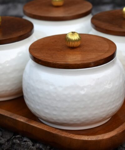 Ceramic Coated Metal Jar Air tight with wooden lid Dry Fruit Jar Chocolate Box Gift Box house2home h2h house 2 home