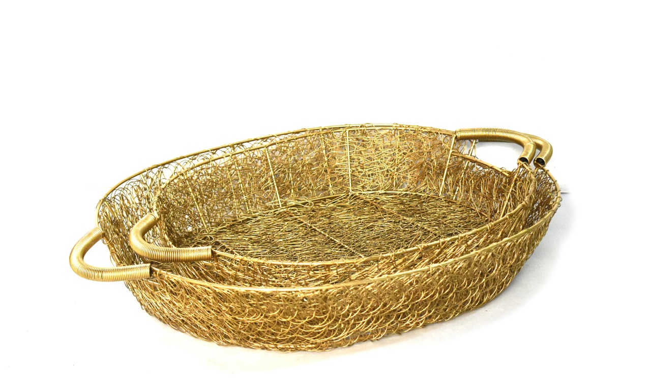 Metal Wire Hamper Basket Gift Packing Wire Mesh Gold Basket Set House 2 home