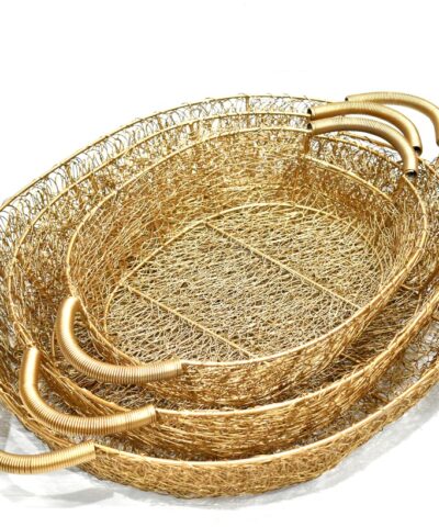 Metal Wire Hamper Basket Gift Packing Wire Mesh Gold Basket Set House 2 home