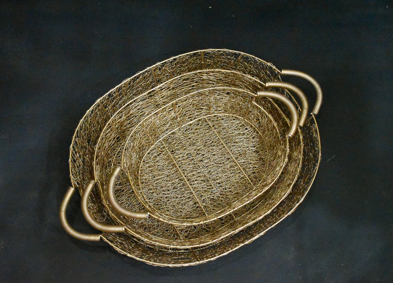 Metal Wire Hamper Basket Gift Packing Wire Mesh Gold Basket Set House 2 home