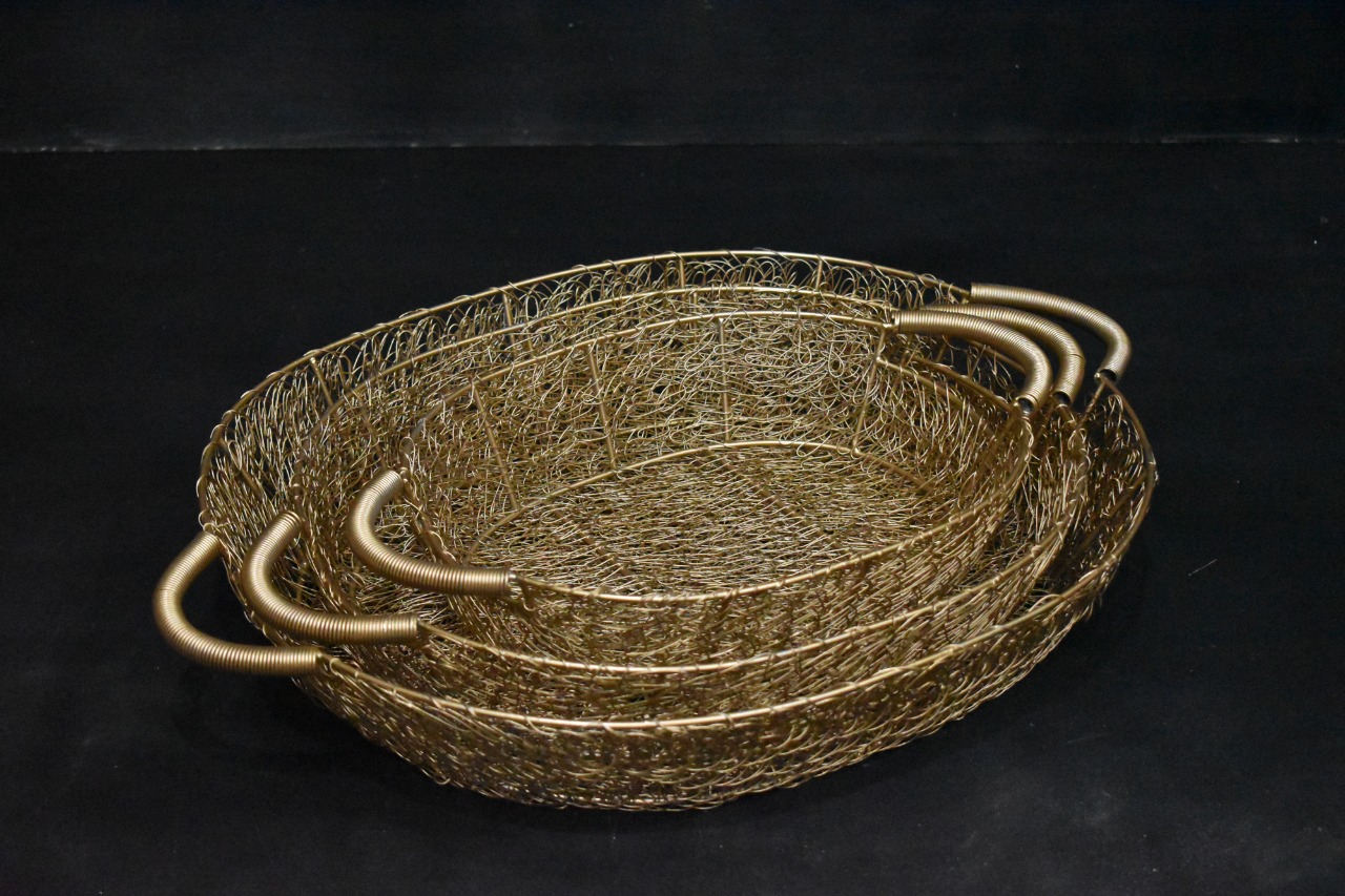 Metal Wire Hamper Basket Gift Packing Wire Mesh Gold Basket Set House 2 home