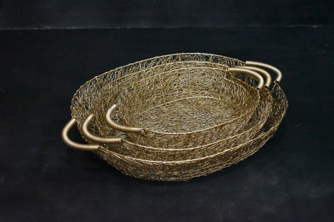 Metal Wire Hamper Basket Gift Packing Wire Mesh Gold Basket Set House 2 home