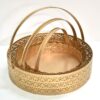 Round Metal Hamper Basket Golden and White House2Home Gift Basket