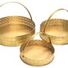 Round Metal Hamper Basket Golden and White House2Home Gift Basket