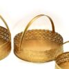Round Metal Hamper Basket Golden and White House2Home Gift Basket