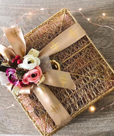 Wire Mesh Gift Box Gold Hamper Basket Gift Pack Chocolate Box Wedding Gift House2home
