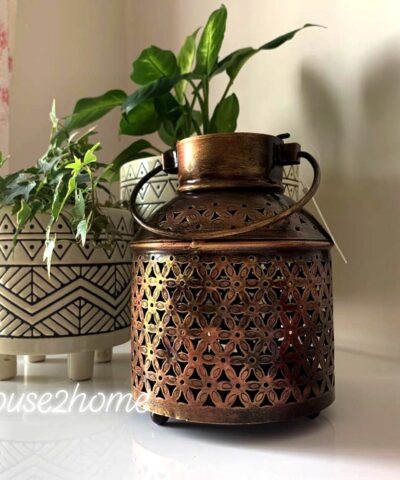Lantern, Candle Holder, T-light Holder, Traditional Lantern, Modern Lantern, Antique Gold, House2home, h2h , Hanging Lantern, Moroccan, hanging Lantern, Dhuni, Balti Lantern, Carved Lantern, Milk Cane