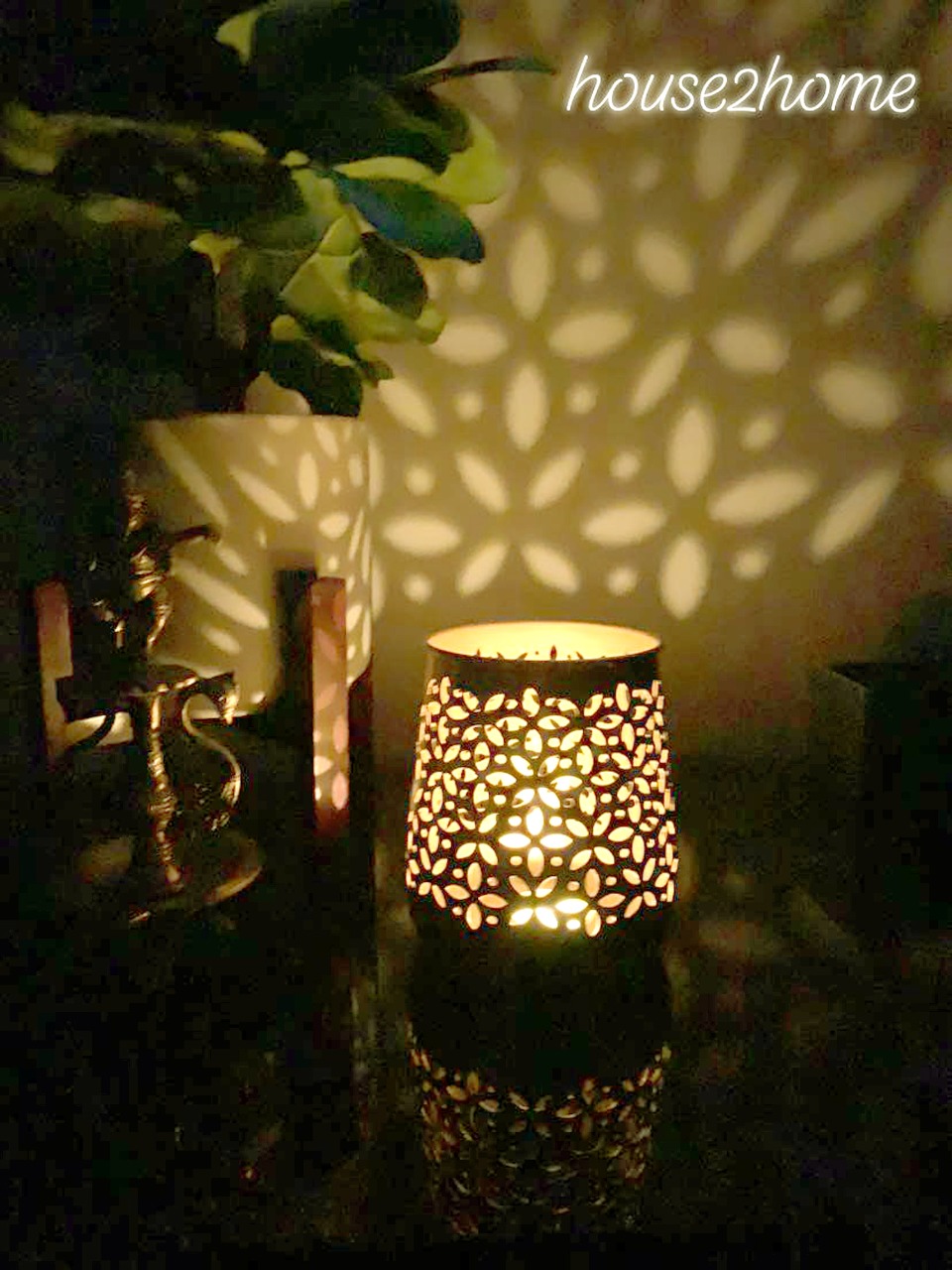 Shadow Candle Holder, Tlight Holder Set, Candle Holder Set, House2home, h2h, Modern Candle Holder, Modern Lantern, Shadow diya, Table Decor, Abstract, Tree Shadow Diya, Diwali Décor, Gift, Return Gift