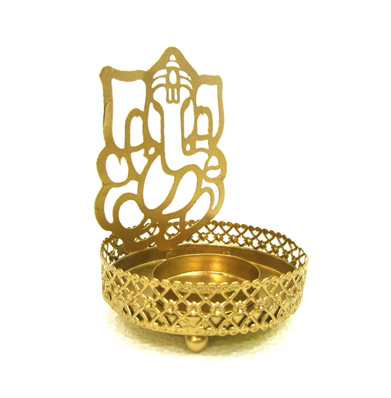 Ganesha Shadow Candle Holder - 4.25 inches Gold - Image 6