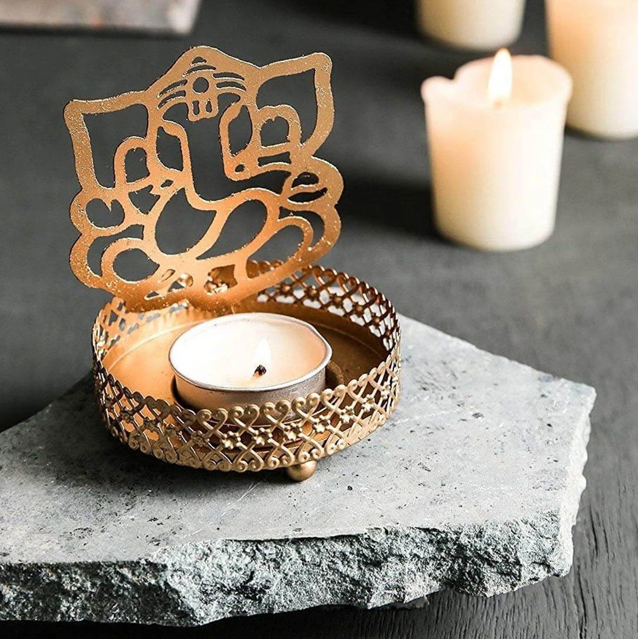 Shadow Candle Holder, Tlight Holder, Modern Candle Holder, House2home, h2h, Modern Candle Holder, Modern Lantern, Shadow diya, Table Decor, Abstract, Ganesh Shadow Diya, Diwali Décor, Gift, Return Gift
