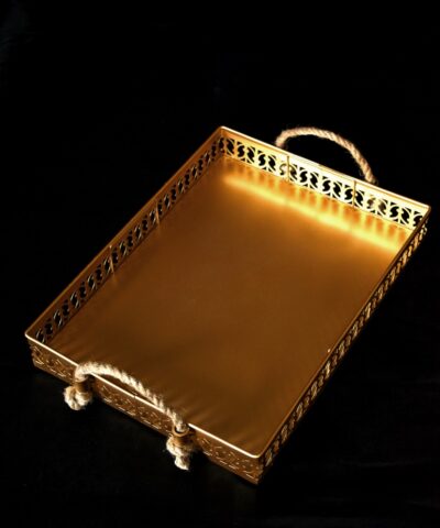 Metal hamper Basket, Gold Tray, Gift Tray, Gift Basket, Hamper Pack, Tray, Diwali Gift, Serving Tray, Metal, Jute, House2home, h2h
