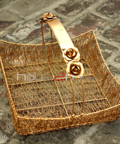 wire Mesh Basket, Hamper Basket, GOld Basket, Gift Pack, Dry Fruit Packing, Gift Basket, house2home, h2h, Diwali Gift Pack