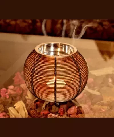 Aroma Oil Burner / Diffuser / Incense Burner / Candle Holder - 5x4 inches Black Gold