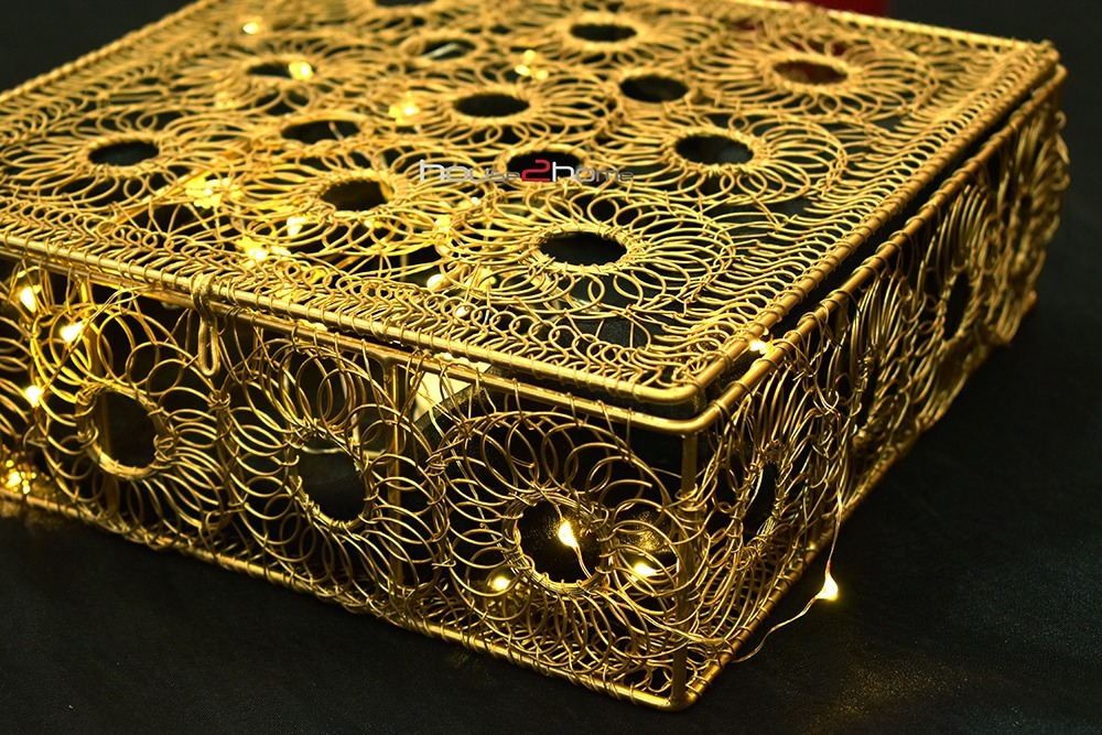 Bow Hamper, Metal Wire, Wire Box, Gift Box, Golden, Wire Mesh, Hamper BAsket, Return Gift, Gift Distribution, Diwali Gift, Wedding Pack, Truso Packing, House2home, house 2 home, h2h