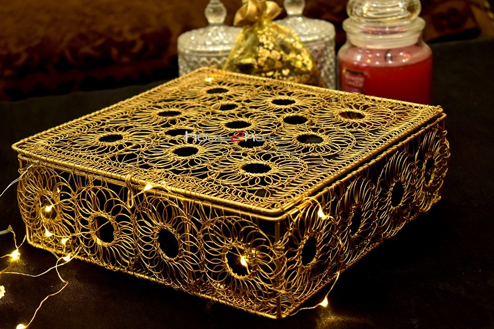 Bow Hamper, Metal Wire, Wire Box, Gift Box, Golden, Wire Mesh, Hamper BAsket, Return Gift, Gift Distribution, Diwali Gift, Wedding Pack, Truso Packing, House2home, house 2 home, h2h