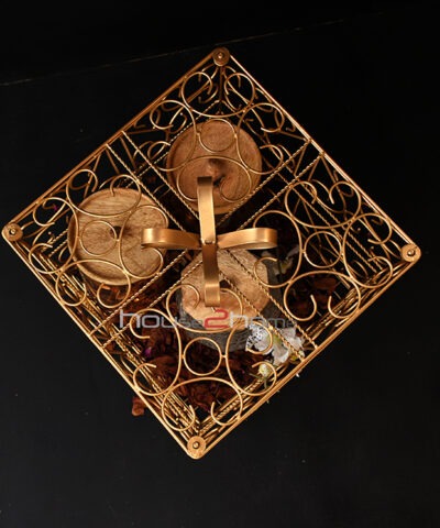Hamper Basket, Fruit Platter, Golden, Gold, Chocolate Tray, Dry Fruit Tray, House2home, h2h, elegant platter, Wedding Gift, Return Gift, Decorative, House warming, Hamper Basket, gift pack, holiday pack, Folding, Dry Fruit Box, platter, fruit stand, truso packing, decorative packing, net mesh hamper box, bow hamper, gift box, seasonal gifting, diwali gift