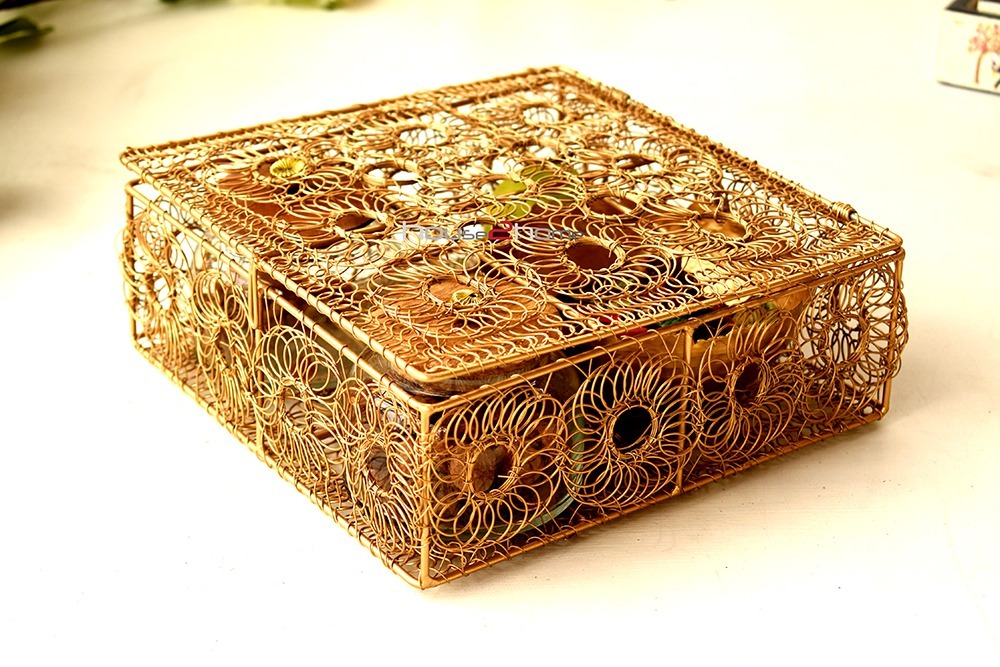 Hamper Box, Metal Wire Box, Wire Box, Gift Box, Golden, Wire Mesh, Hamper Basket, Return Gift, Gift Distribution, Diwali Gift, Wedding Pack, Truso Packing, House2home, house 2 home, h2h, Wire Box, Hamper Pack, Square Box, Wire Mesh Box, Square Wire, Diwali Gift, Diwali Hamper, moradabad, handicraft, hand made