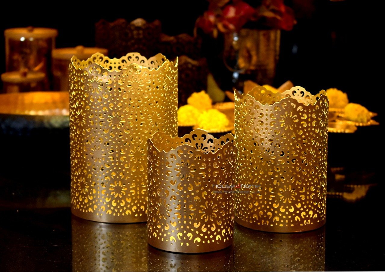 Shadow Candle Holder, Tlight Holder Set, Candle Holder Set, House2home, h2h, Modern Candle Holder, Modern Lantern, Shadow diya, Table Decor, Abstract, Tree Shadow Diya, Diwali Décor, Gift, Return Gift