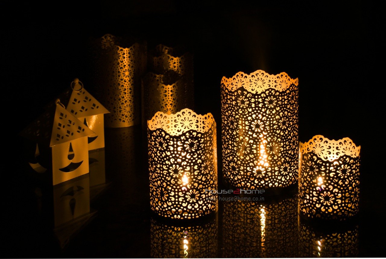 Shadow Candle Holder, Tlight Holder Set, Candle Holder Set, House2home, h2h, Modern Candle Holder, Modern Lantern, Shadow diya, Table Decor, Abstract, Tree Shadow Diya, Diwali Décor, Gift, Return Gift