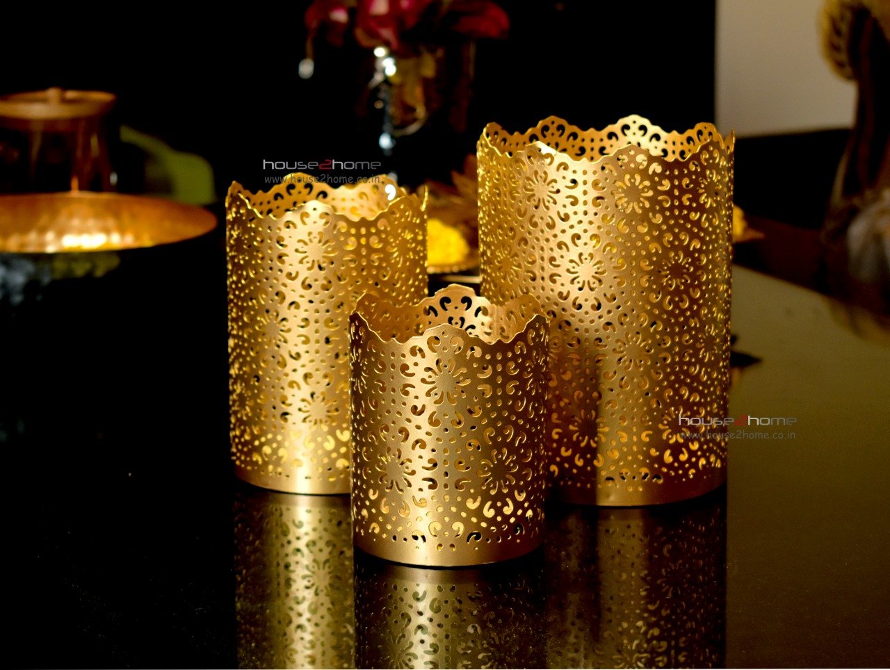 Shadow Candle Holder, Tlight Holder Set, Candle Holder Set, House2home, h2h, Modern Candle Holder, Modern Lantern, Shadow diya, Table Decor, Abstract, Tree Shadow Diya, Diwali Décor, Gift, Return Gift