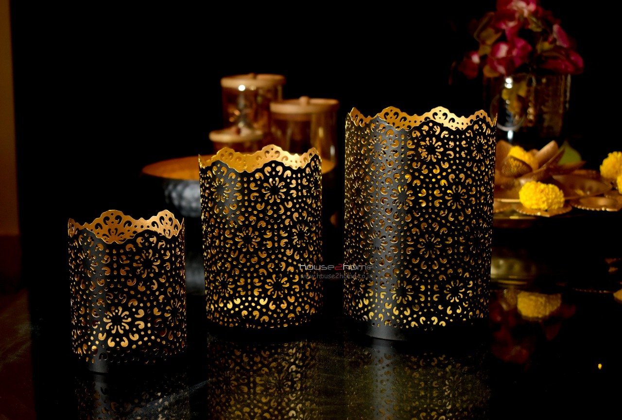 Shadow Candle Holder, Tlight Holder Set, Candle Holder Set, House2home, h2h, Modern Candle Holder, Modern Lantern, Shadow diya, Table Decor, Abstract, Tree Shadow Diya, Diwali Décor, Gift, Return Gift